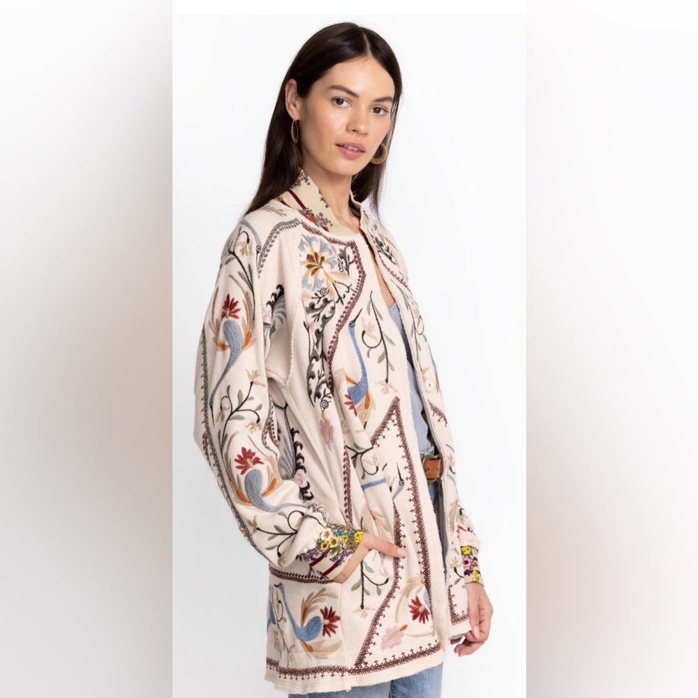 Johnny Was women’s GAIA JACKET Embroidered Floral Knit size XS artsy, whimsical - Picture 4 of 10